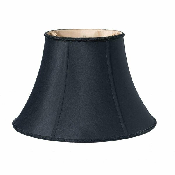 Homeroots 12 in. Lining Slanted Oval Paperback Shantung Lampshade, Black with Bronze 469887